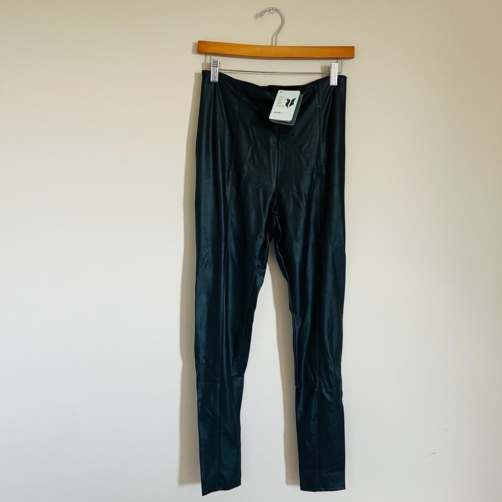 Lysse Black Vegan Faux Leather skinny Leggings size Large New NWT